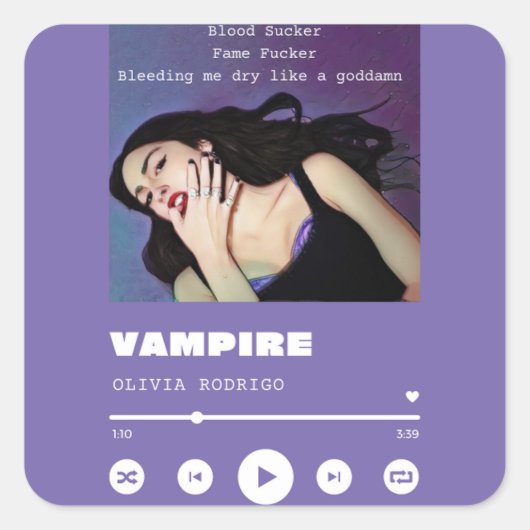 Olivia Rodrigo Vampire Quadratischer Aufkleber (Vorderseite)