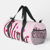 "Olivia" Rot und Pink Olivia Name,  Duffle Bag (Rechte Ecke)