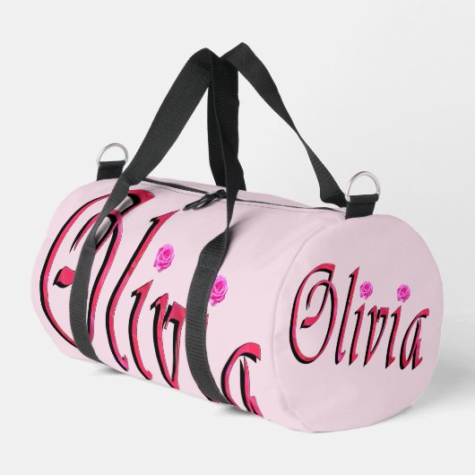 "Olivia" Rot und Pink Olivia Name,  Duffle Bag (Linke Seite)