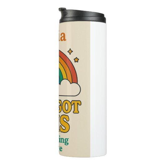 "OLIVIA SIE GOT DIESE ERMUTIGENDE BOTSCHAFT" THERMOSBECHER (Nach rechts gedreht)