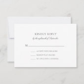 Olivia Simple Gray Minimalistisch Wedding RSVP Car (Vorderseite)