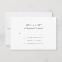 Olivia Simple Gray Minimalistisch Wedding RSVP Car