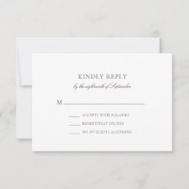 Olivia Simple Gray Minimalistisch Wedding RSVP Car Karte
