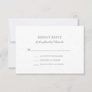 Olivia Simple Gray Minimalistisch Wedding RSVP Car Karte