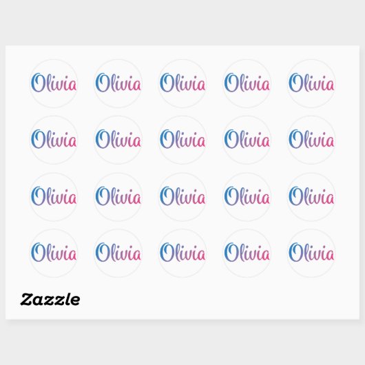 Olivia Stylish Cursive Runder Aufkleber (Blatt)