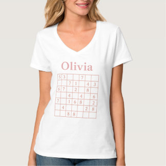 Olivia Sudoku-Rätsel – Leuchtendes Rosa-Raster-T-S T-Shirt