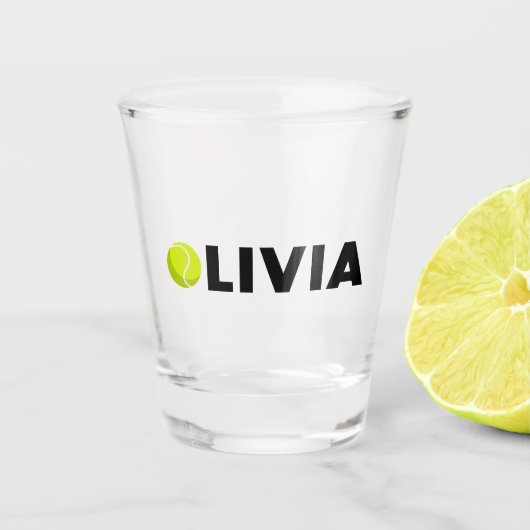 Olivia Tennis Schnapsglas (Vorderseite)