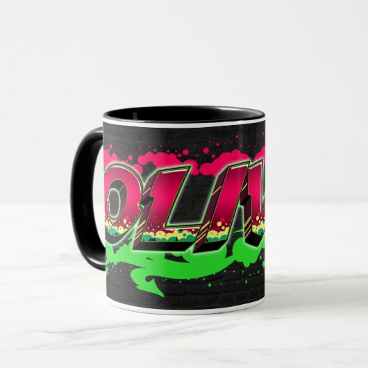 Olivia Vorname Name Graffiti red green Tasse (Vorderseite Links)