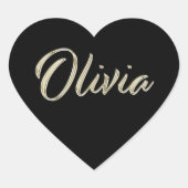 Olivia white gold Handwriting Aufkleber Herz (Vorderseite)