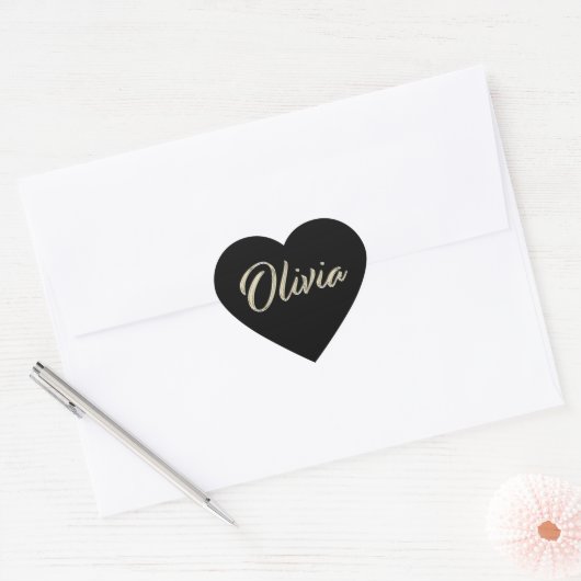 Olivia white gold Handwriting Aufkleber Herz (Umschlag)