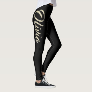 Olivia white gold Handwriting Hose Leggings