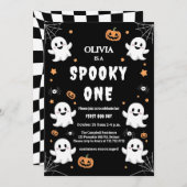 Olivia's Spooky First Birthday Party Einladung (Vorne/Hinten)