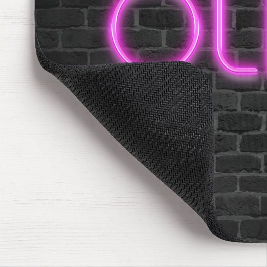 OLIVIEN in PINK Neon Lights Mousepad (Ecke)