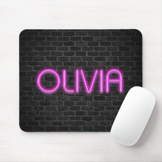 OLIVIEN in PINK Neon Lights Mousepad (Mit Mouse)
