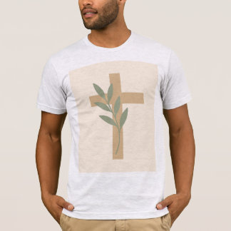 Olivienzweig-Kreuz-Minimalistisches-Christen-T-Shi T-Shirt
