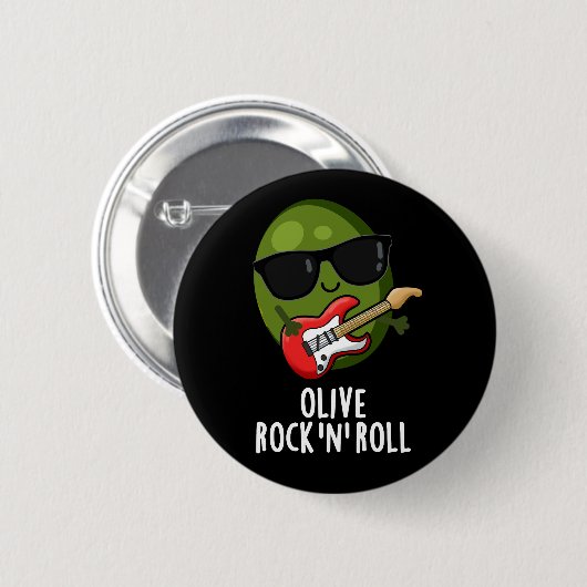 Olivrock and Roll Funny Rocker Olive Pub Dark BG Button (Vorne & Hinten)