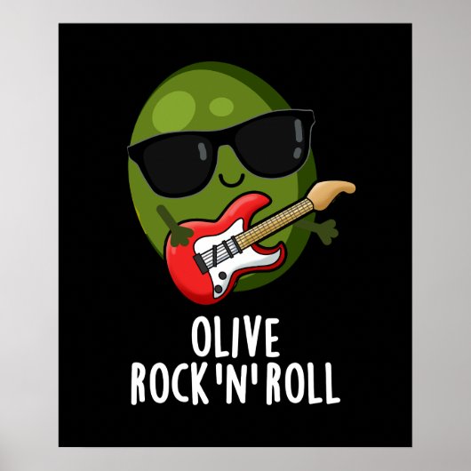 Olivrock and Roll Funny Rocker Olive Pub Dark BG Poster (Vorne)