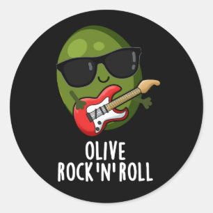 Olivrock and Roll Funny Rocker Olive Pub Dark BG Runder Aufkleber