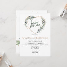 Olivsprigs-Baby Dusche Einladung.