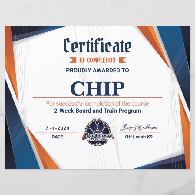 OLK9-Zertifikat Nr. 2 (Vorderseite)