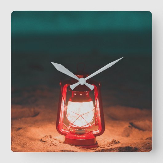 Öllampe Quadratische Wanduhr (Vorderseite)