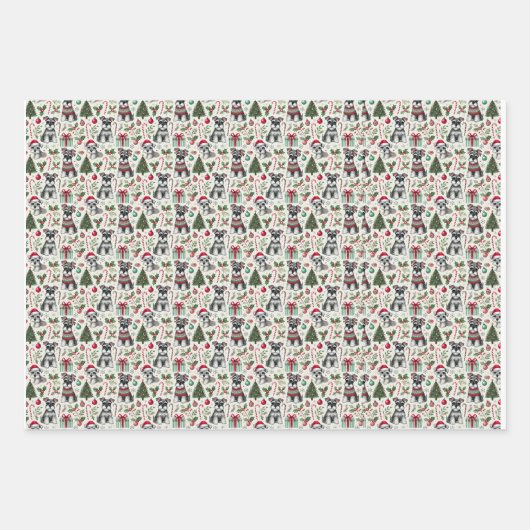 Ollie das süße Schnauzer-Packpapier Geschenkpapier Set (Vorderseite 2)