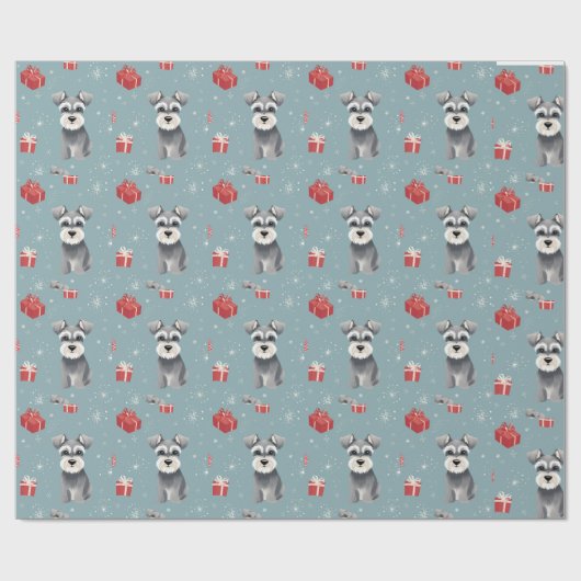 Ollie the Mini Schnauzer Xmas Wrapping Paper Geschenkpapier (Flach)