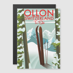 Ollon Schweiz Ski Magnetkarte