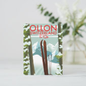 Ollon Schweiz Ski Postkarte (Stehend Vorderseite)