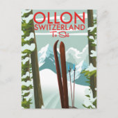 Ollon Schweiz Ski Postkarte (Vorderseite)