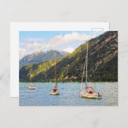Ölmalerei Achensee in Österreich Tirol Boote Postkarte (Vorne/Hinten)