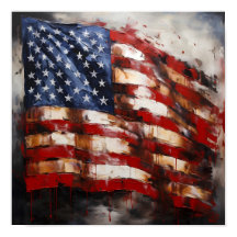 Ölmalerei auf amerikanischer Flagge