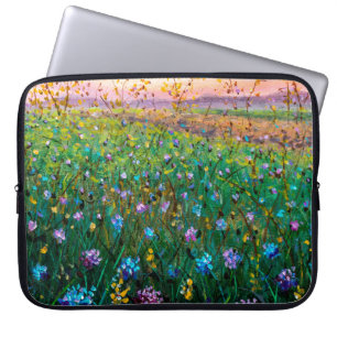 Ölmalerei auf Blume, wunderschöne Blume auf dem Fe Laptopschutzhülle