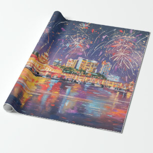 Ölmalerei auf der Leinwand des Seehafens von Sochi Geschenkpapier