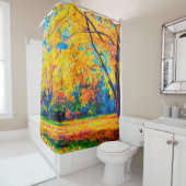  Ölmalerei auf Leinwand. Gelbe Bäume. Moderne Kuns Duschvorhang (Beispiel)