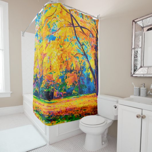 Ölmalerei auf Leinwand. Gelbe Bäume. Moderne Kuns Duschvorhang (Beispiel)