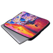 Ölmalerei auf Leinwand. Sonnenuntergang über der I Laptopschutzhülle (Vorne Knopf)