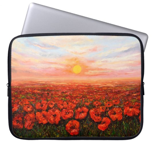 Ölmalerei auf Opiummohn Laptopschutzhülle (Vorderseite)