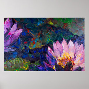 Ölmalerei auf schöne Lotus-Blume Poster
