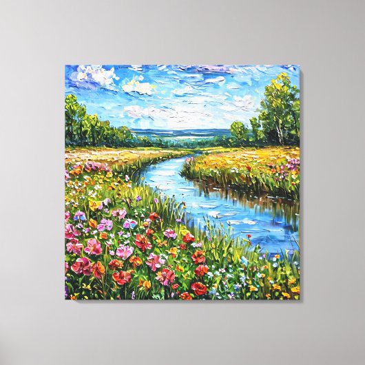 Ölmalerei auf See und Blume Leinwanddruck (Vorderseite)