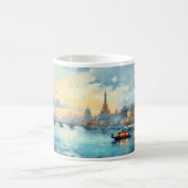 Ölmalerei auf Stadt und Fluss Kaffeetasse (Mittel)