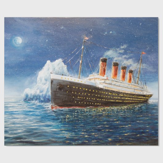  Ölmalerei auf Titanic und Eisberg im Ozean bei n Geschenkpapier (Flach)