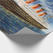 Ölmalerei auf Titanic und Eisberg im Ozean bei n Geschenkpapier (Ecke)