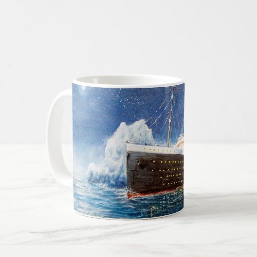  Ölmalerei auf Titanic und Eisberg im Ozean bei n Kaffeetasse (Vorderseite Links)