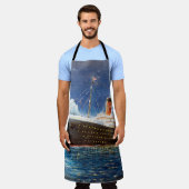 Ölmalerei auf Titanic und Eisberg im Ozean bei n Schürze (Getragen)