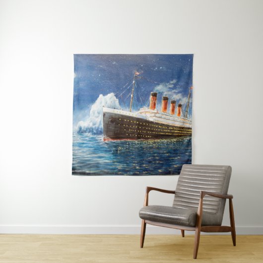Ölmalerei auf Titanic und Eisberg im Ozean bei n Wandteppich (Beispiel)
