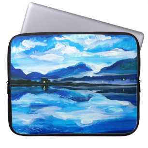 Ölmalerei der Dämmerung auf dem Bergsee. Al Laptopschutzhülle