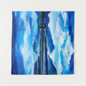 Ölmalerei der Dämmerung auf dem Bergsee. Al Wandteppich (Vorderseite (Horizontal))