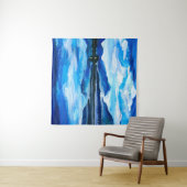 Ölmalerei der Dämmerung auf dem Bergsee. Al Wandteppich (Beispiel (Horizontal))