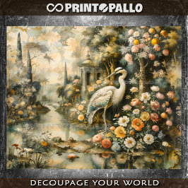 Ölmalerei der Renaissance mit Heron und Natur Seidenpapier